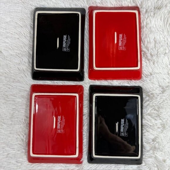 NWOT 12pc INFUSE Essence of Asia Red Black White Plate and Bowl Set - Picture 3 of 13